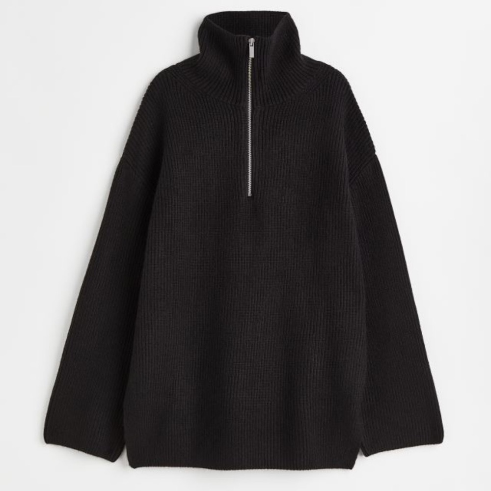 H&M Rib knot half-zip sweater size L